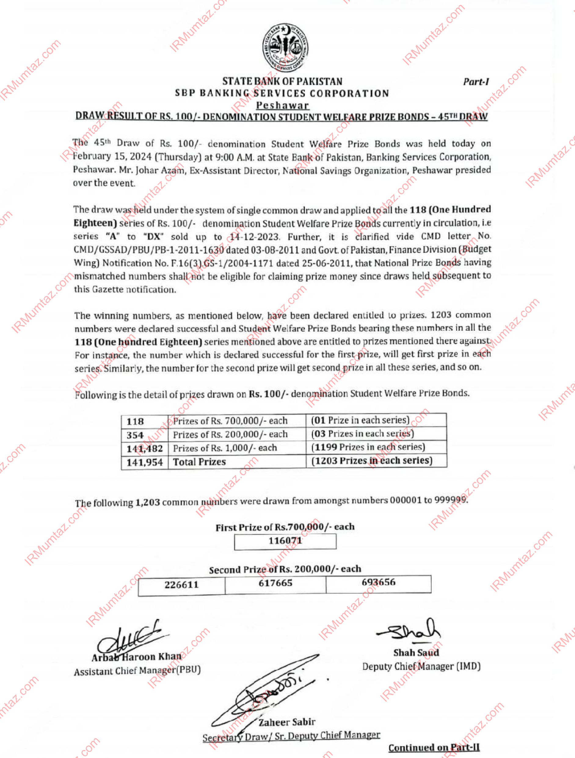 Rs 100 Prize Bond Draw 2024 For The Month Of February 100 Prize