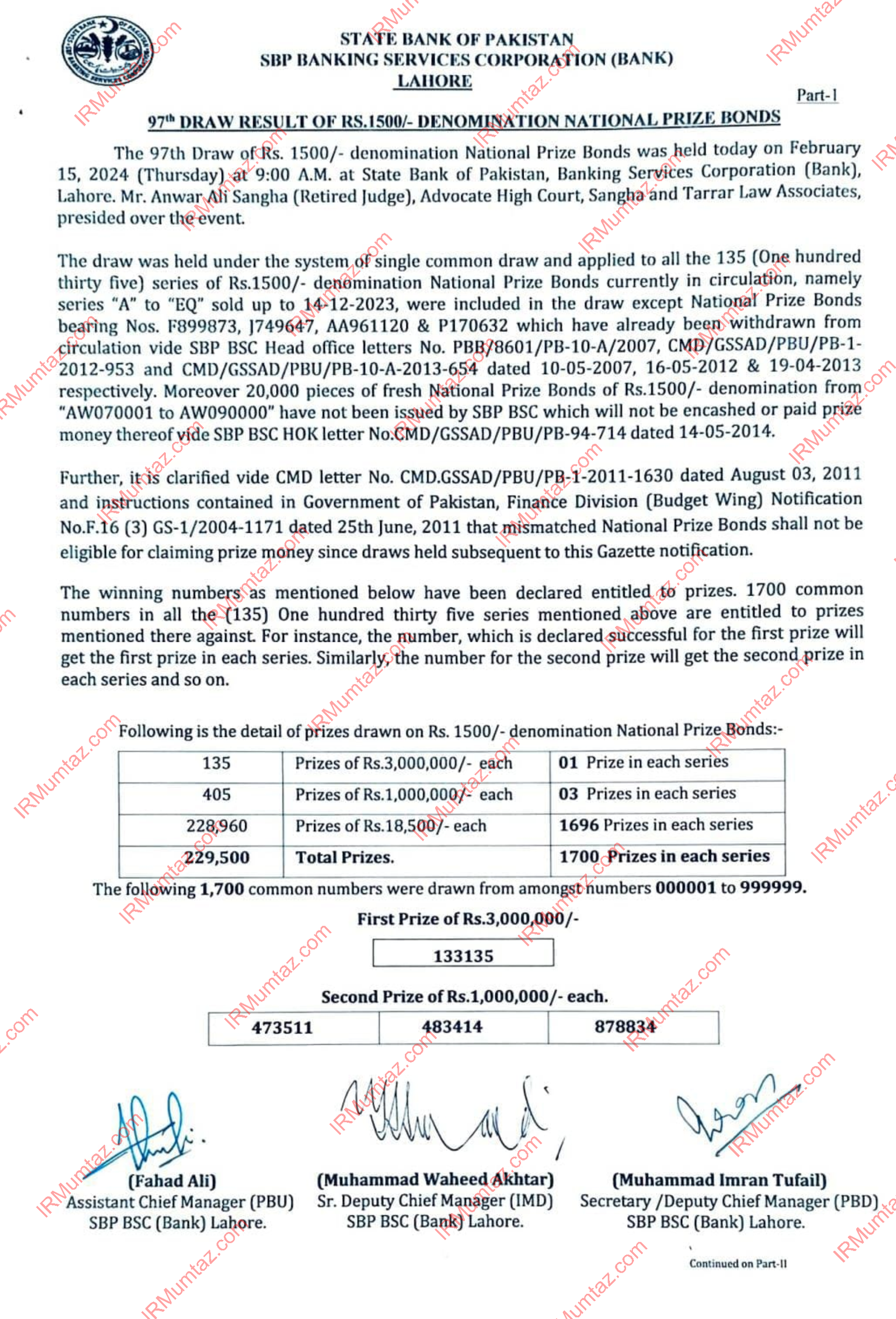 1500 prize bond list