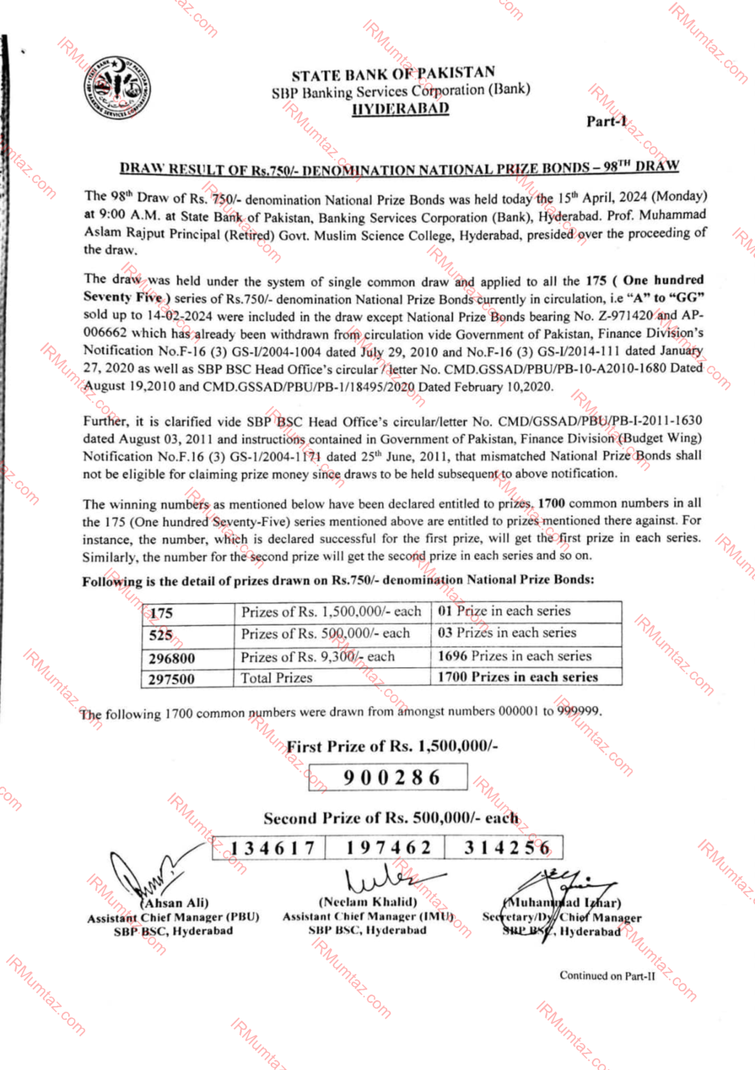 750 prize bond list 2024 april